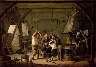 Interior of a Blacksmith by Cornelis Beelt